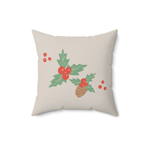 Meraki Paper - Polyester Square Holiday Pillowcase - Pinecone - 16x16 - Back View