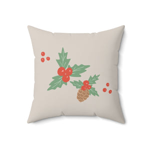Meraki Paper - Polyester Square Holiday Pillowcase - Pinecone - 18x18 - Front View