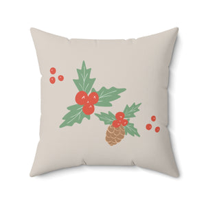 Meraki Paper - Polyester Square Holiday Pillowcase - Pinecone - 20x20 - Front View