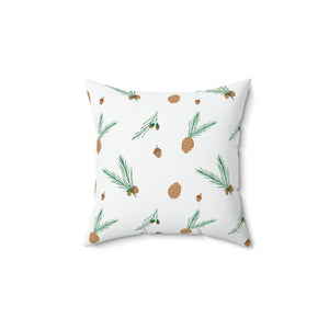 Meraki Paper - Polyester Square Holiday Pillowcase - Pinecones - 14x14 - Back View