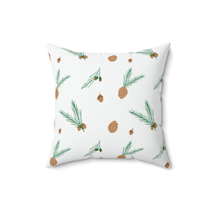 Meraki Paper - Polyester Square Holiday Pillowcase - Pinecones - 16x16 - Back View