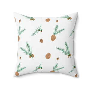 Meraki Paper - Polyester Square Holiday Pillowcase - Pinecones - 20x20 - Back View