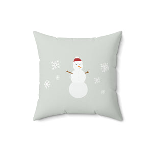 Meraki Paper - Polyester Square Holiday Pillowcase - Snowman - 16x16 - Back View