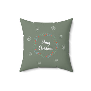 Meraki Paper - Polyester Square Holiday Pillowcase - Wreath & Snowflakes - 16x16 - Back View
