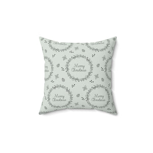 Meraki Paper - Polyester Square Holiday Pillowcase - Wreaths - 14x14 - Back View