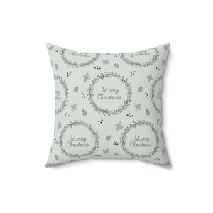 Meraki Paper - Polyester Square Holiday Pillowcase - Wreaths - 16x16 - Back View