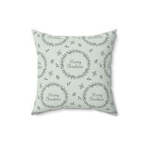 Meraki Paper - Polyester Square Holiday Pillowcase - Wreaths - 16x16 - Front View
