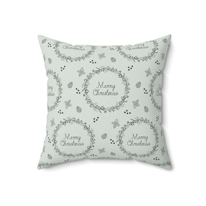 Meraki Paper - Polyester Square Holiday Pillowcase - Wreaths - 18x18 - Back View