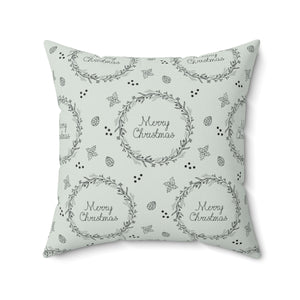 Meraki Paper - Polyester Square Holiday Pillowcase - Wreaths - 20x20 - Back View