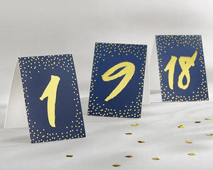 Meraki Paper - Tented Navy & Gold Table Numbers 1, 9 & 18