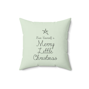 Polyester Square Holiday Pillowcase - Merry Little Christmas - 16x16 - Back View