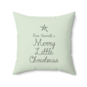 Polyester Square Holiday Pillowcase - Merry Little Christmas - 20x20 - Front View