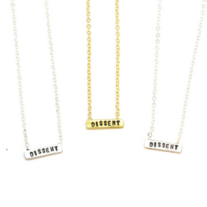 "Dissent" Ruth Bader Ginsburg Tiny Mantra Choker Necklace