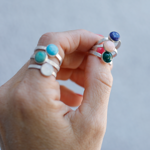 Gemstone Stacking Rings - Opal, Chrysoprase, Lapis, Malachite or Moonstone