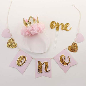 Gold Glitter 1st Birthday Décor Kit