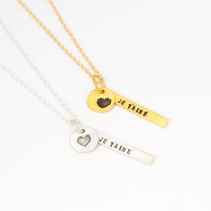 "Je t'aime," French for "I Love You" Necklace