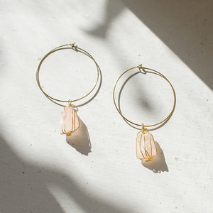 Rose Quartz Hoops