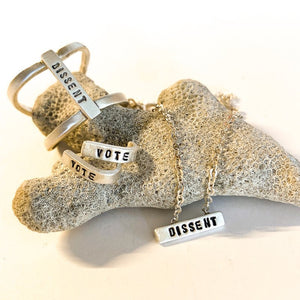 "Dissent" Ruth Bader Ginsburg Tiny Mantra Choker Necklace