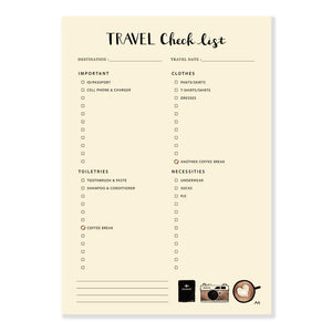 Travel Checklist Notepad