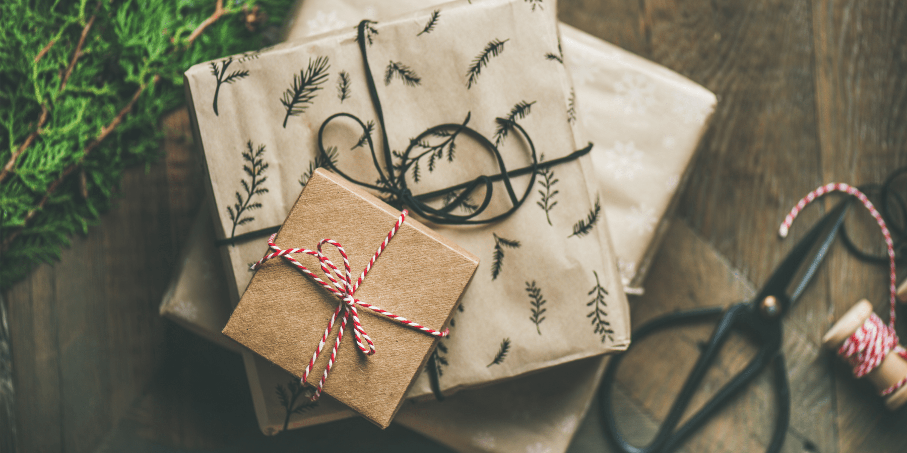 Presents wrapped in eco-friendly wrapping paper