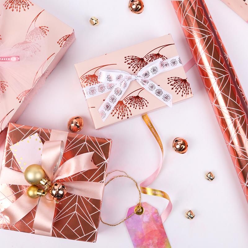 Rose Gold Foil &quot;Geometric&quot; Wrapping Paper Roll