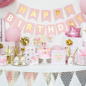 Birthday Girl "Hearts & Stars" Wrapping Paper Sheets