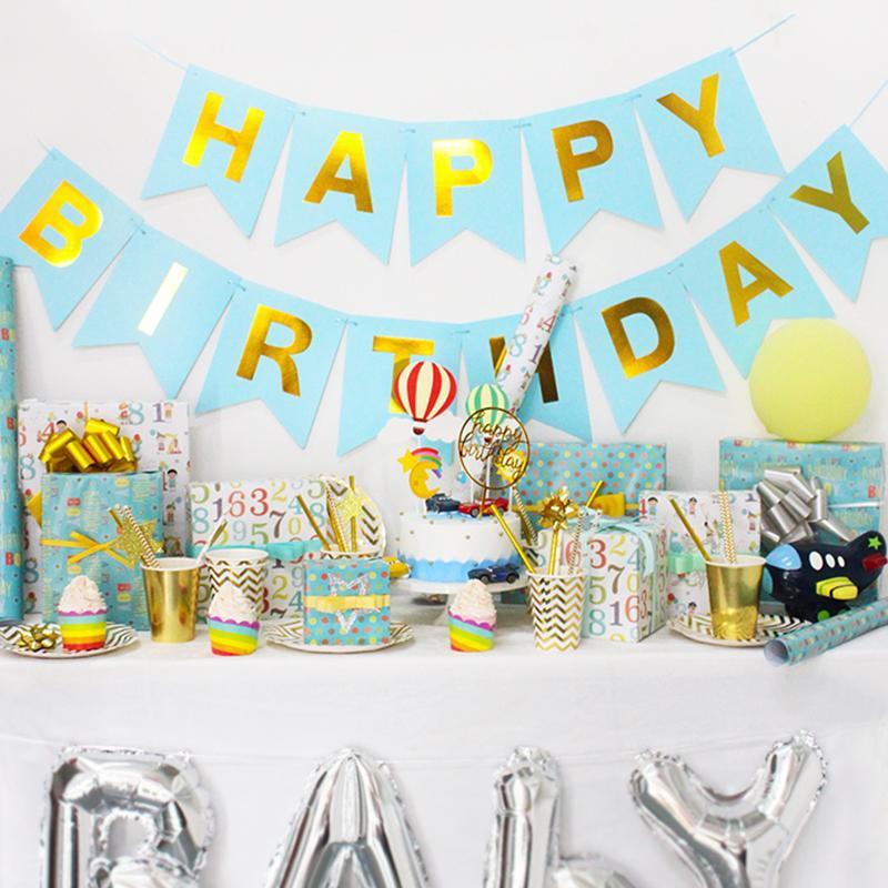 Birthday Boy &quot;Numbers&quot; Wrapping Paper Sheets