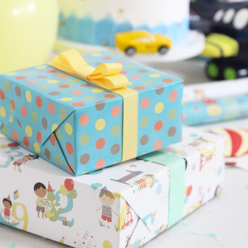 Birthday Boy &quot;Numbers&quot; Wrapping Paper Sheets