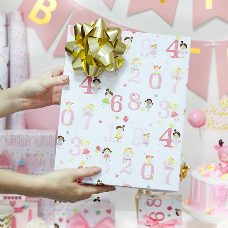 Birthday Girl &quot;Numbers&quot; Wrapping Paper Sheets