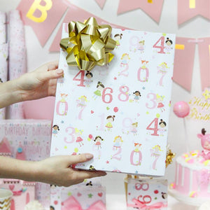Birthday Girl "Numbers" Wrapping Paper Sheets