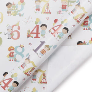 Birthday Boy "Numbers & Characters" Wrapping Paper Sheets