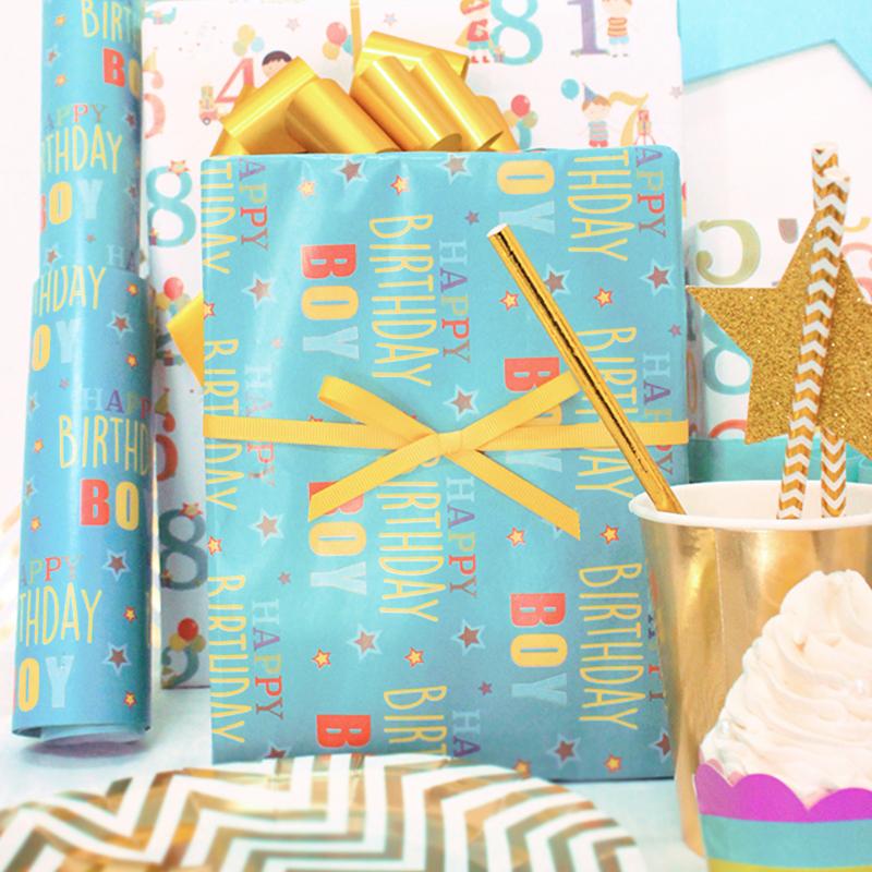 Birthday Boy &quot;Numbers &amp; Characters&quot; Wrapping Paper Sheets