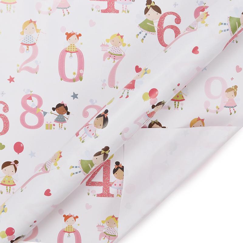 Birthday Girl &quot;Numbers&quot; Wrapping Paper Sheets