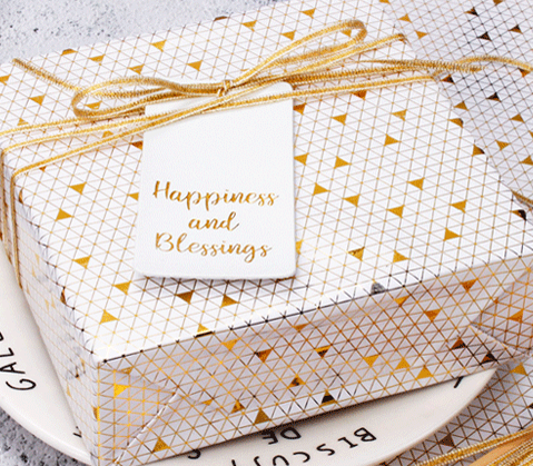 Foil Triangles Wrapping Paper Roll - White/Gold