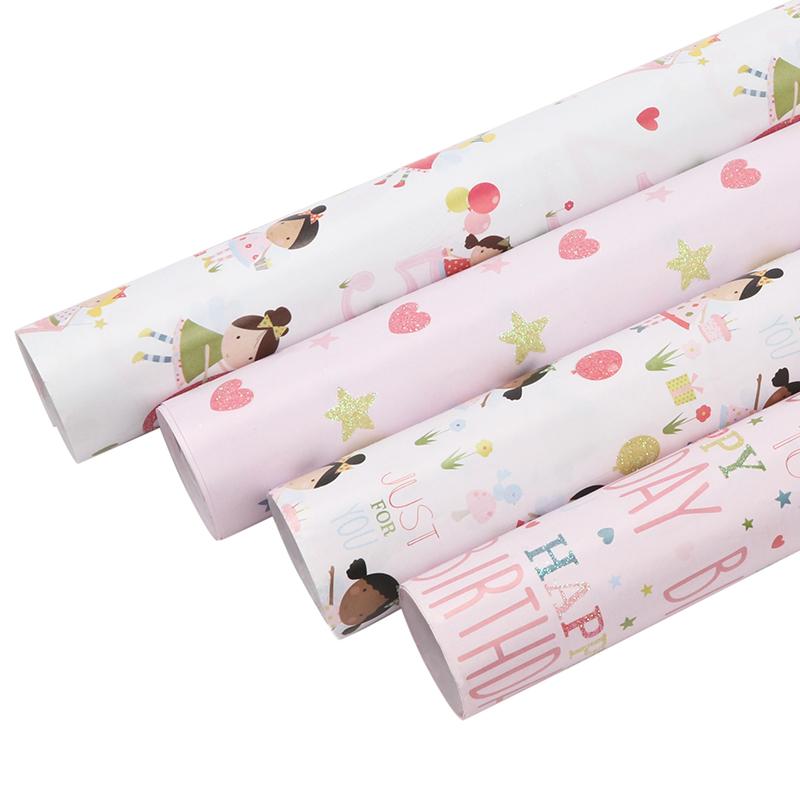 Birthday Girl &quot;Hearts &amp; Stars&quot; Wrapping Paper Sheets