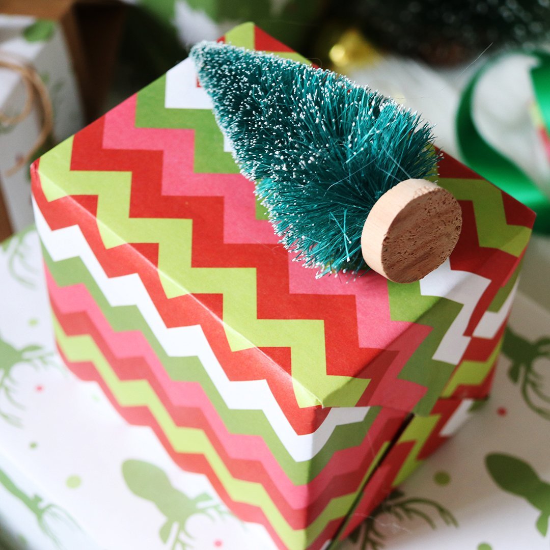 Christmas Chevron Kraft Wrapping Paper Sheets
