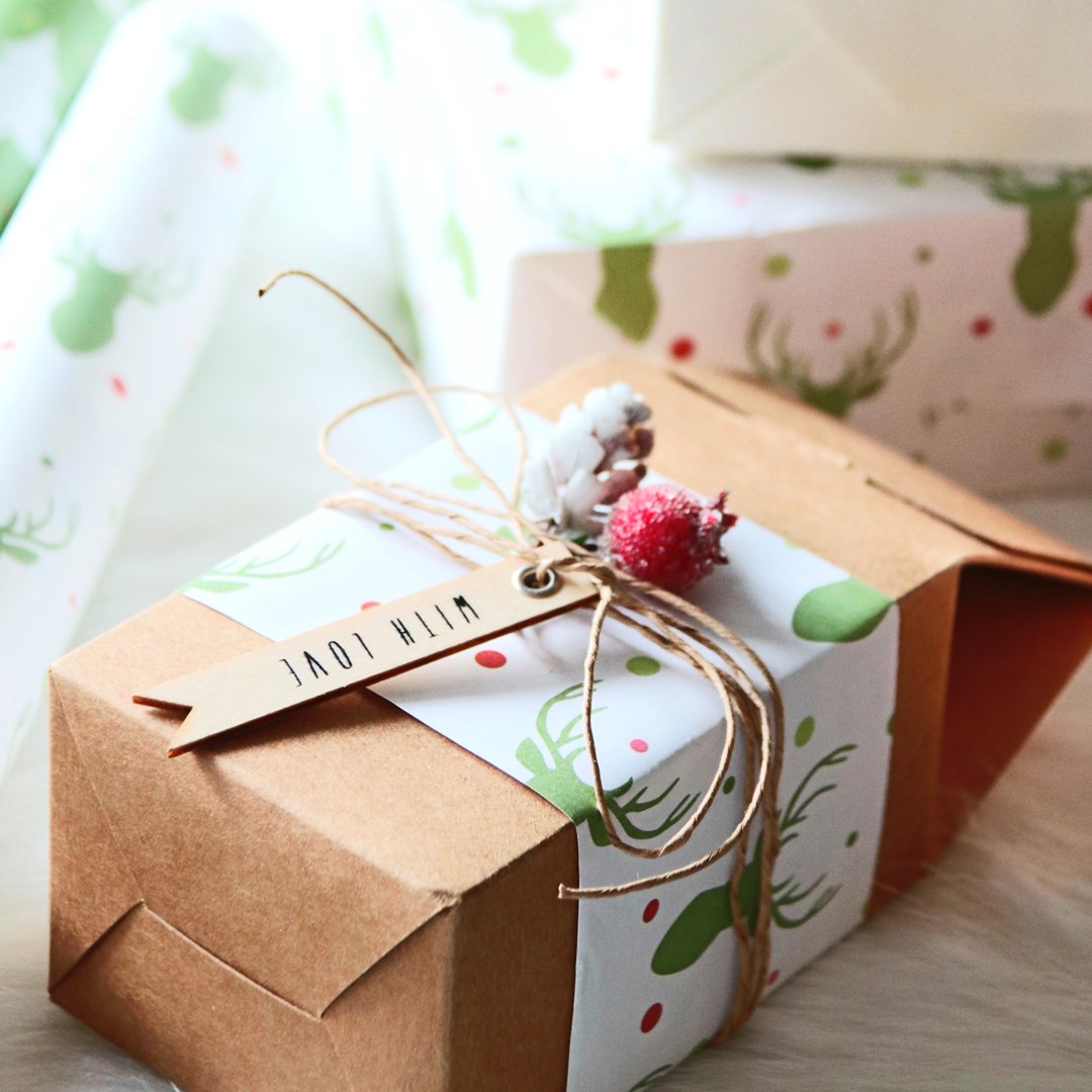 Christmas Chevron Kraft Wrapping Paper Sheets