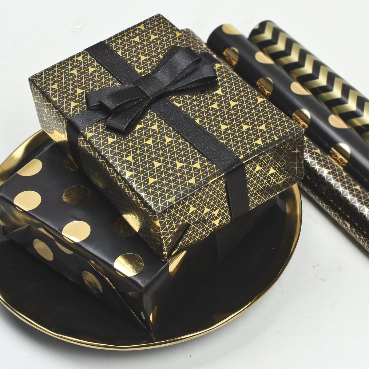 Metallic Foil &quot;Chevron/Dot/Geometric&quot; Wrapping Paper