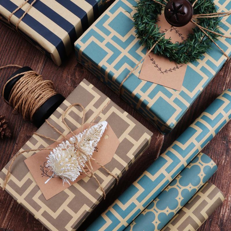 Reversible Moroccan Lattice/Stripes Wrapping Paper Sheets