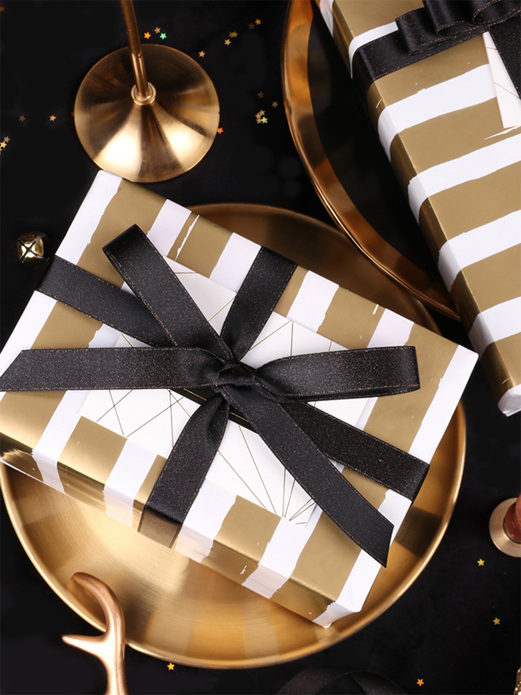 Elegant Gold Wrapping Paper - 3 Roll Pack