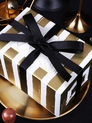 Metallic Stripes Wrapping Paper Roll - White/Gold