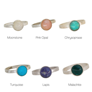 Gemstone Stacking Rings - Opal, Chrysoprase, Lapis, Malachite or Moonstone