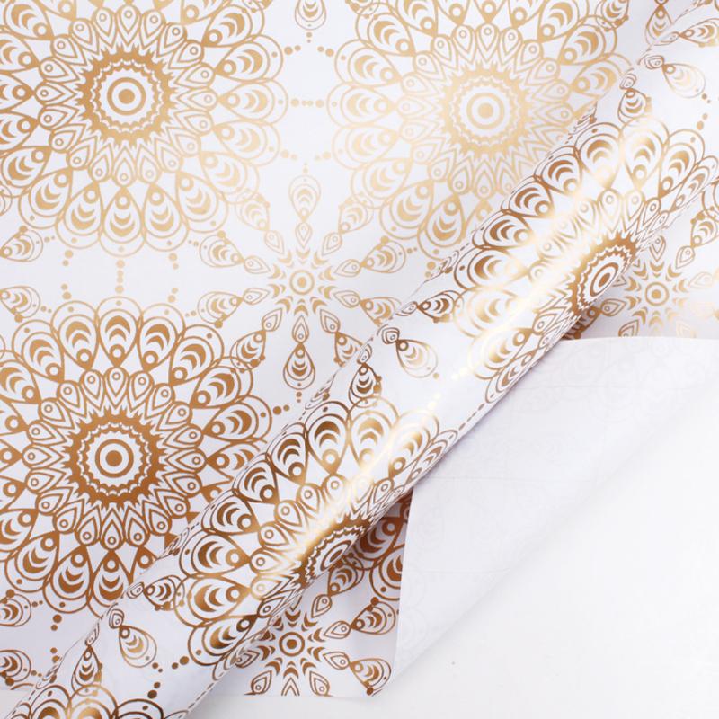 Art Deco Wrapping Paper Roll - White/Gold Foil