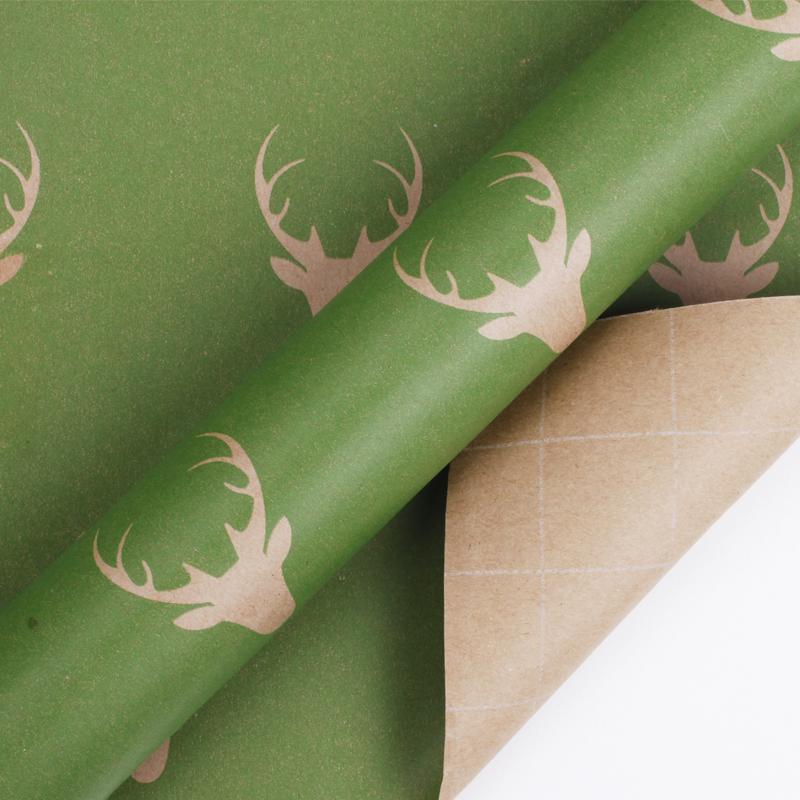 Reindeer Stencil Kraft Wrapping Paper Roll