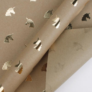 Unicorn Gold Foil Wrapping Paper Sheets