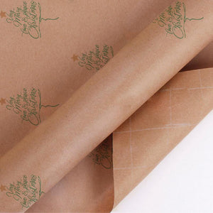 Christmas Tree Kraft Wrapping Paper Roll - Natural/Green