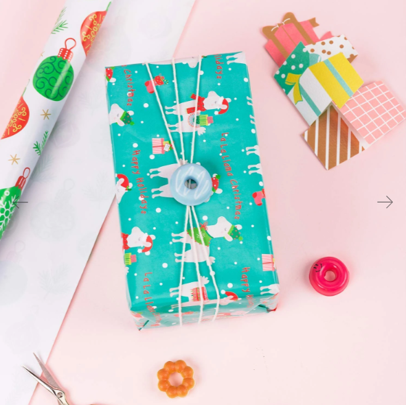 Cactus Pom Pom Xmas Wrapping Paper Sheets