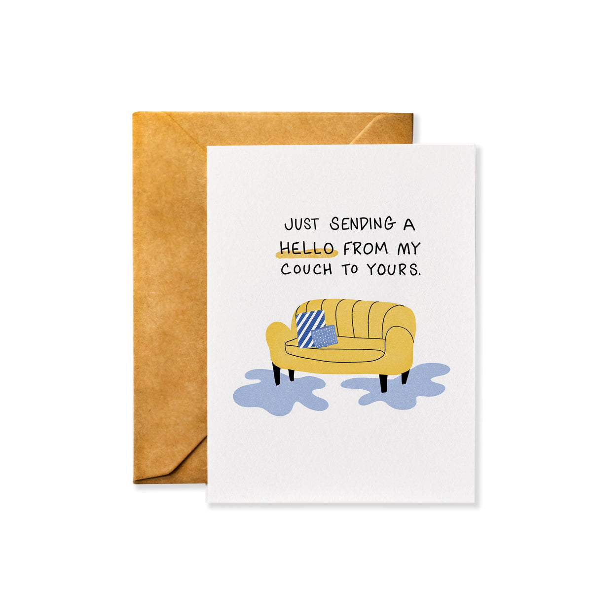 &quot;Hello From My Couch&quot; Greeting Card | Meraki Paper