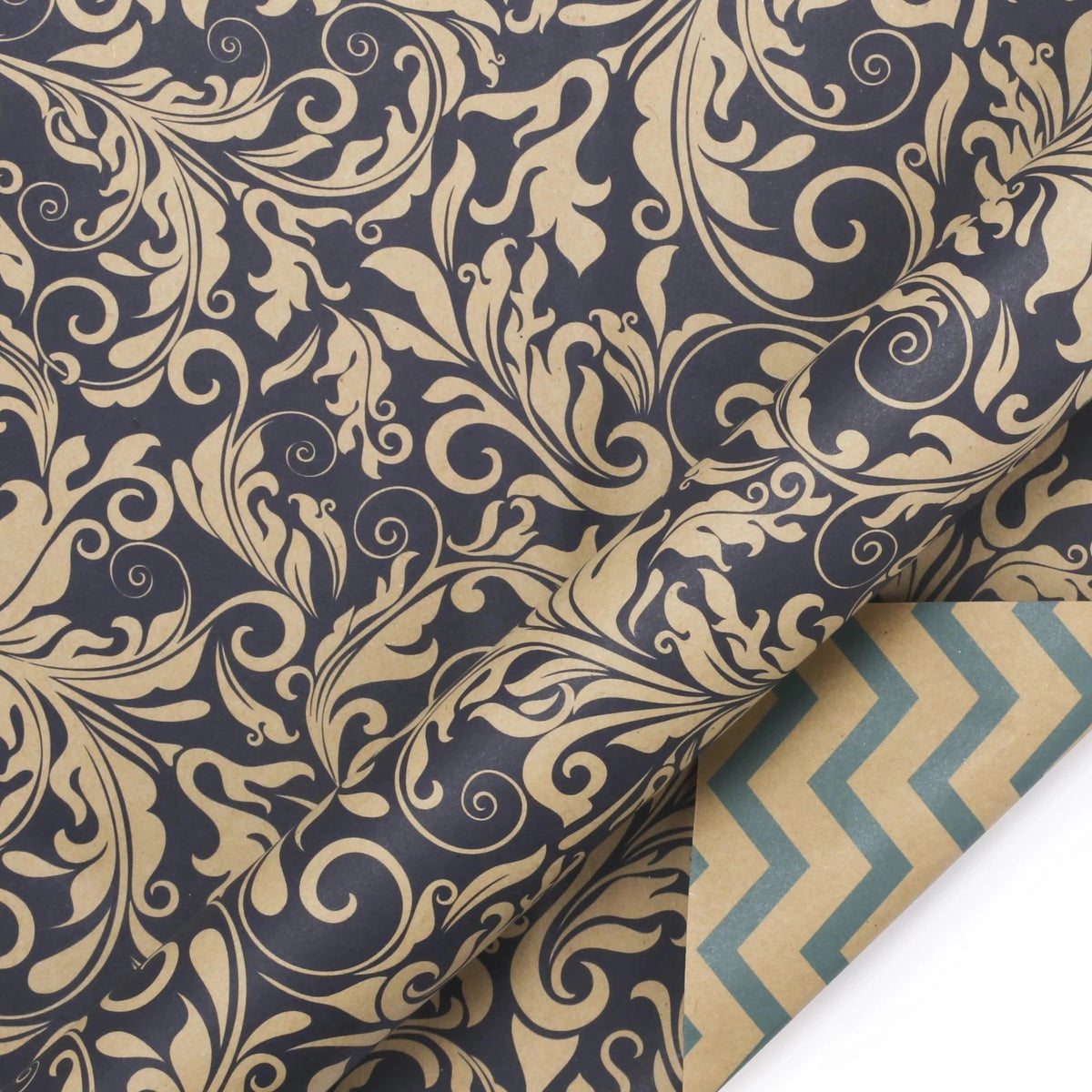 Reversible Modern &quot;Chevron/Damask&quot; Wrapping Paper Sheets