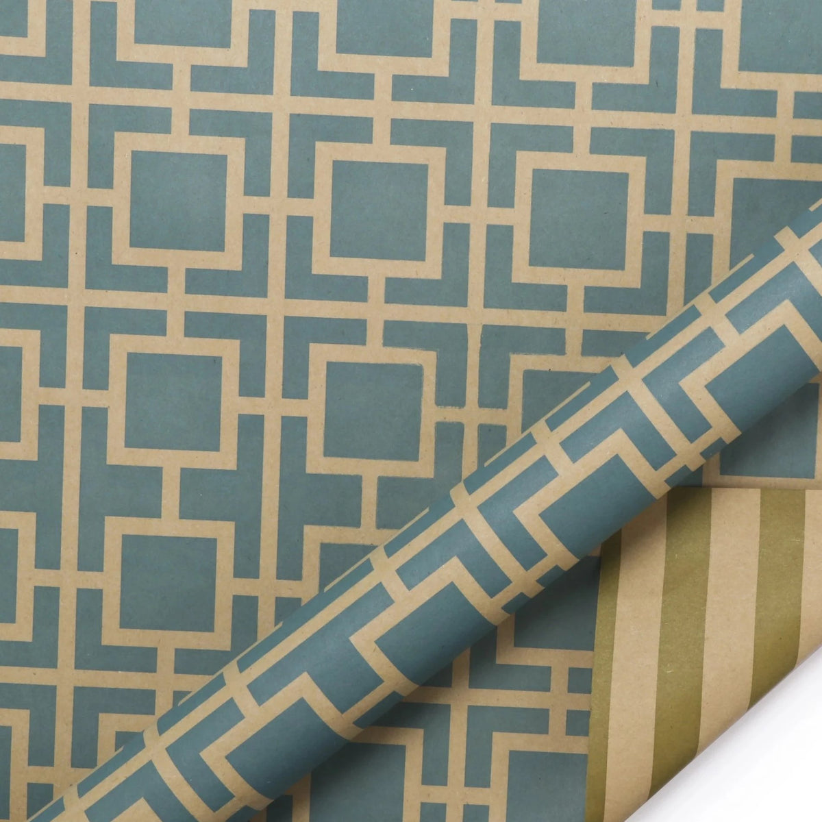 Reversible Modern Trellis/Stripes Wrapping Paper Sheets